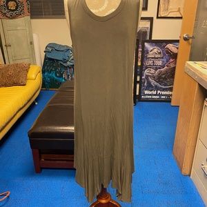 Olive green cotton knit dress